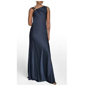 NWT Donna Karan New York Asymmetric Cowl Back Satin Gown Size 8